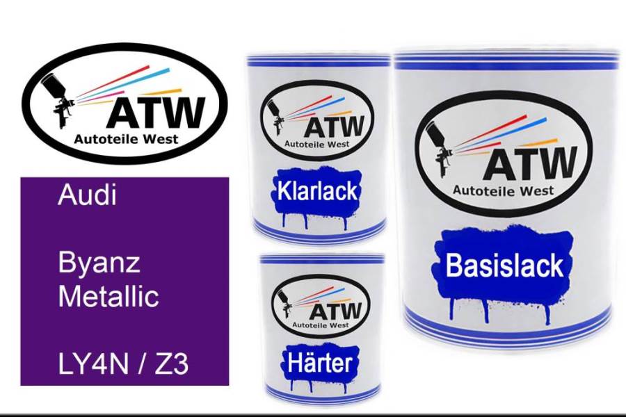 Audi, Byanz Metallic, LY4N / Z3: 1L Lackdose + 1L Klarlack + 500ml Härter - Set, von ATW Autoteile West.